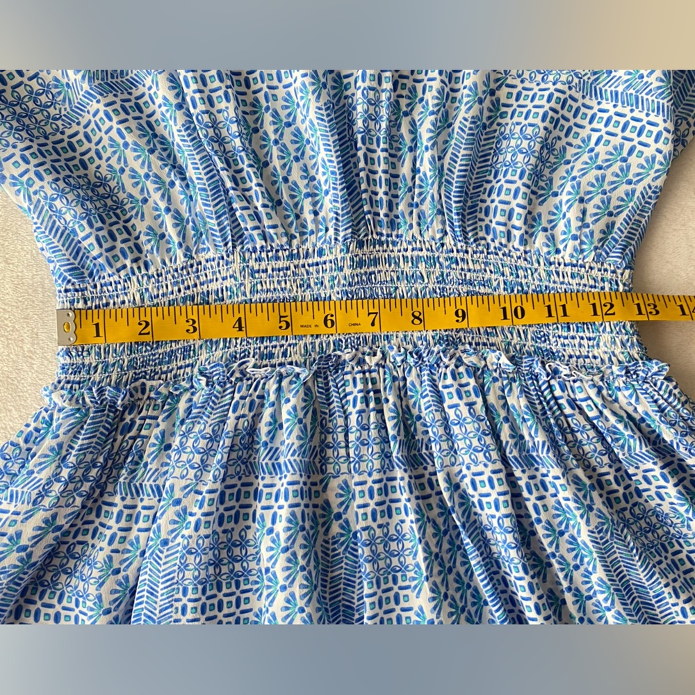 Vineyard Vines Sky Blue Printed Smocked Mini Dress - Picture 12 of 14